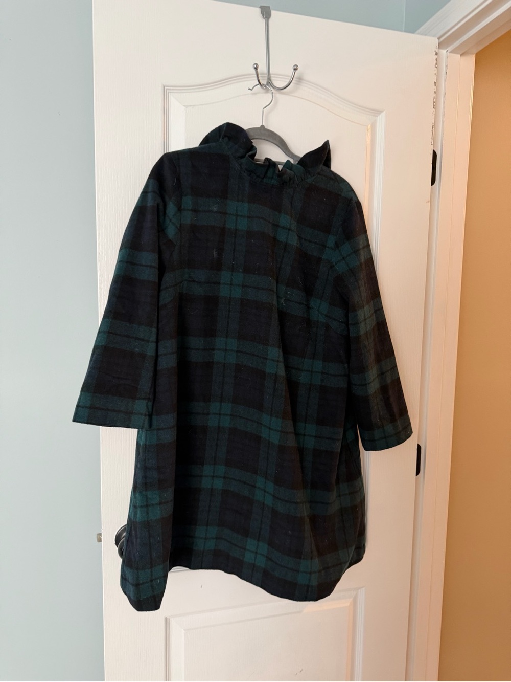 Tuckernuck Black & Dark Green Plaid Hooded Pea Coat - Picture 2 of 4